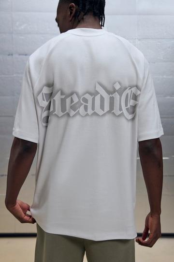 White Oversized Overseam Steadie Spray Graphic T-shirt