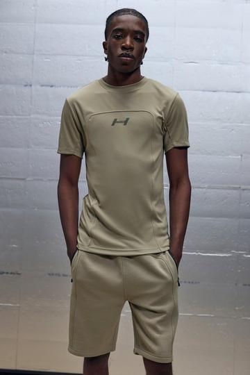 Muscle Fit Pocket Detail T-shirt & Shorts Set khaki