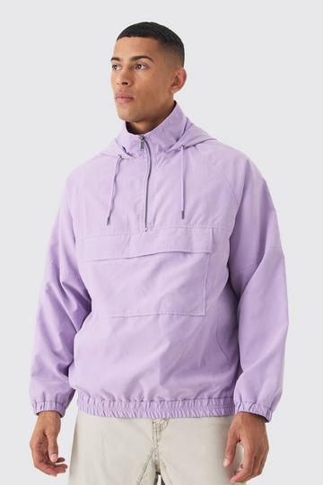 Purple Peached Hooded Windbreaker In Lilac