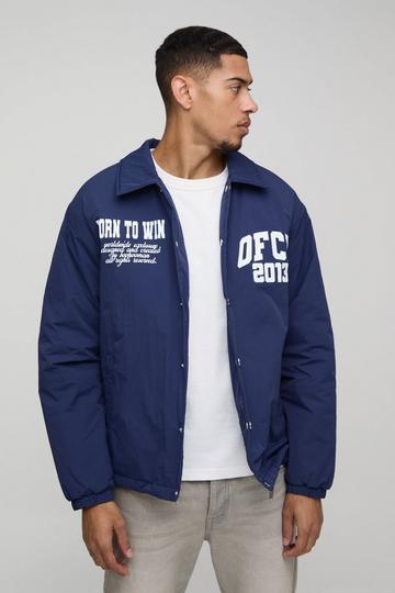 OFCL Padded Nylon Coach Jacket In Navy navy