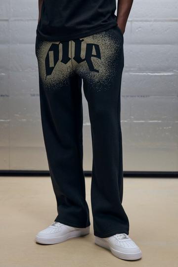 Straight Leg One Front Graphic Sweatpants black