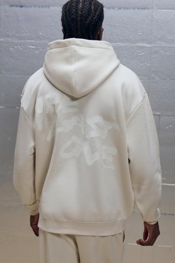 Oversized Boxy Clear Printed The Last One Graphic Hoodie ecru