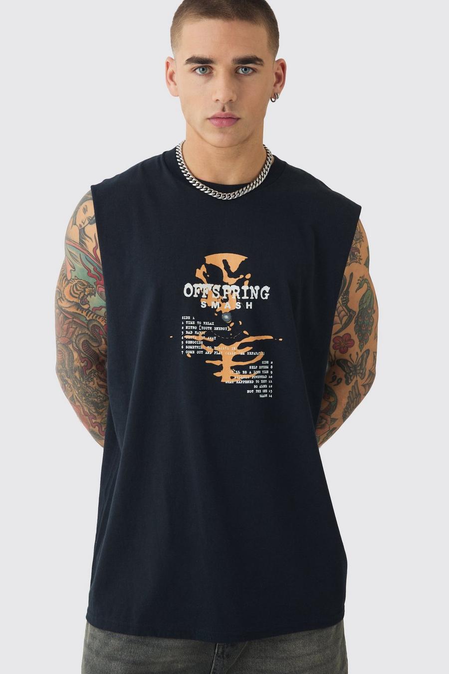 Black Oversized Large Scale Offspring Band License Tank