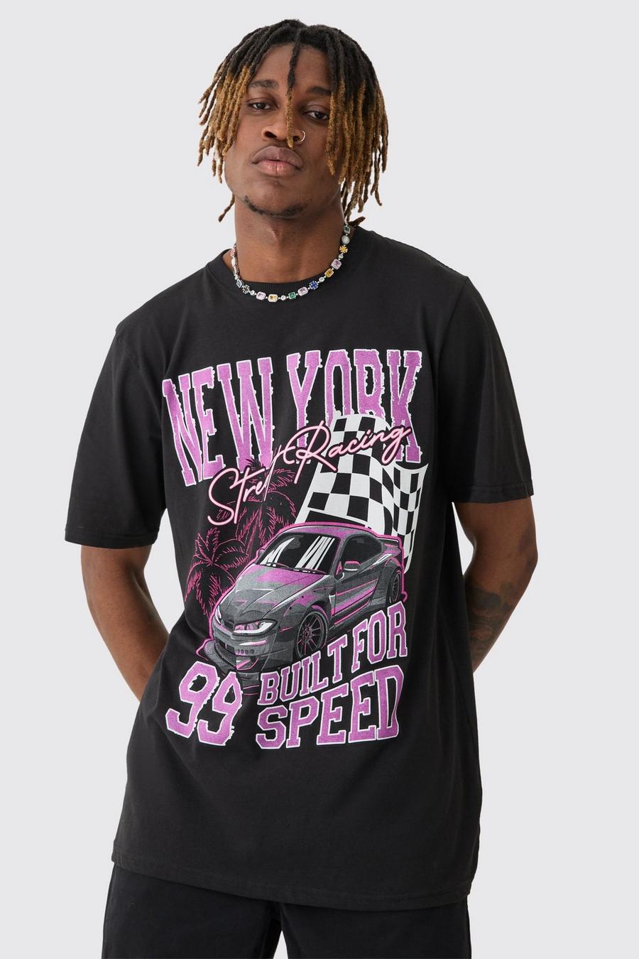 Black Tall New York Moto Print T-shirt image number 1