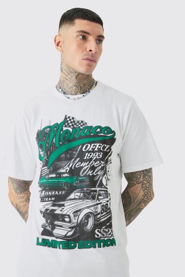 Tall Monaco Moto T-Shirt Met Print white