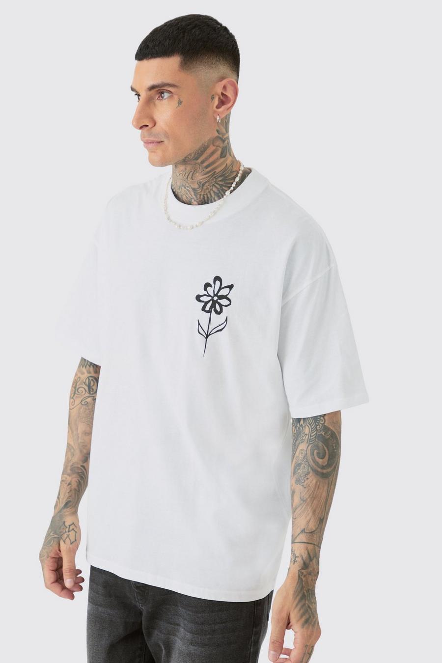 Tall Oversize T-Shirt mit Pour Homme Print, White image number 1