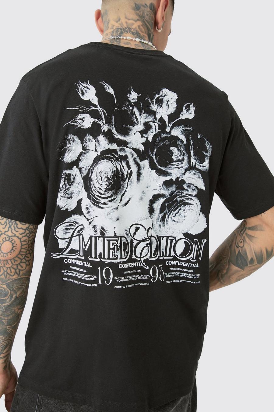 Black Tall Limited Edition Floral Print T-shirt image number 1
