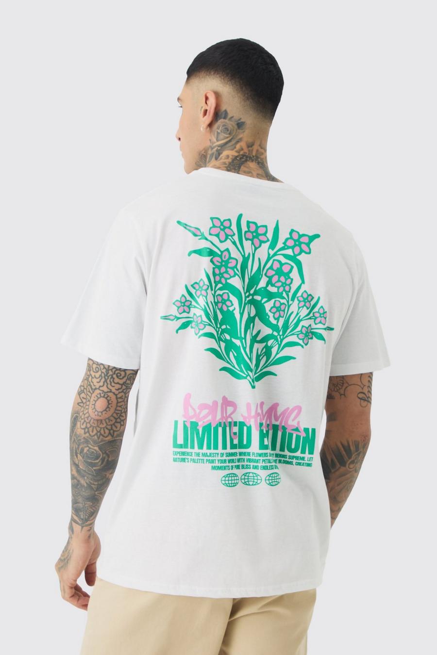 White Tall Limited Edition Floral Print T-shirt