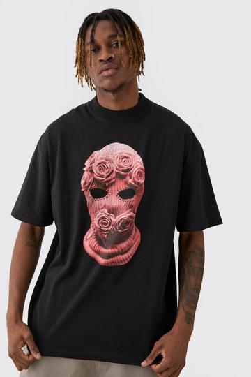 Tall Oversized Balaclava Bloemen T-Shirt black