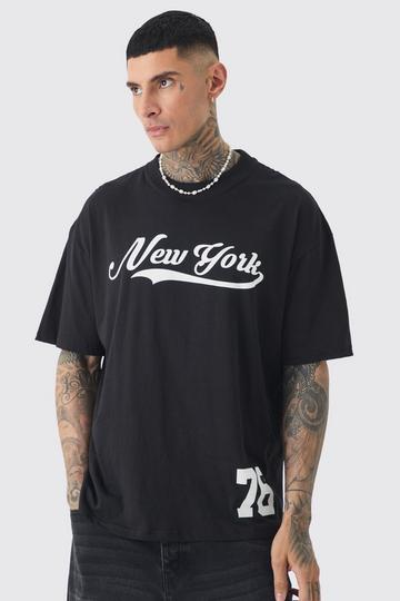 Tall Oversized New York Varsity Graphic T-Shirt black