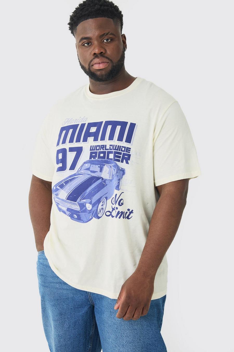 Ecru Plus Miami Moto Print T-shirt image number 1