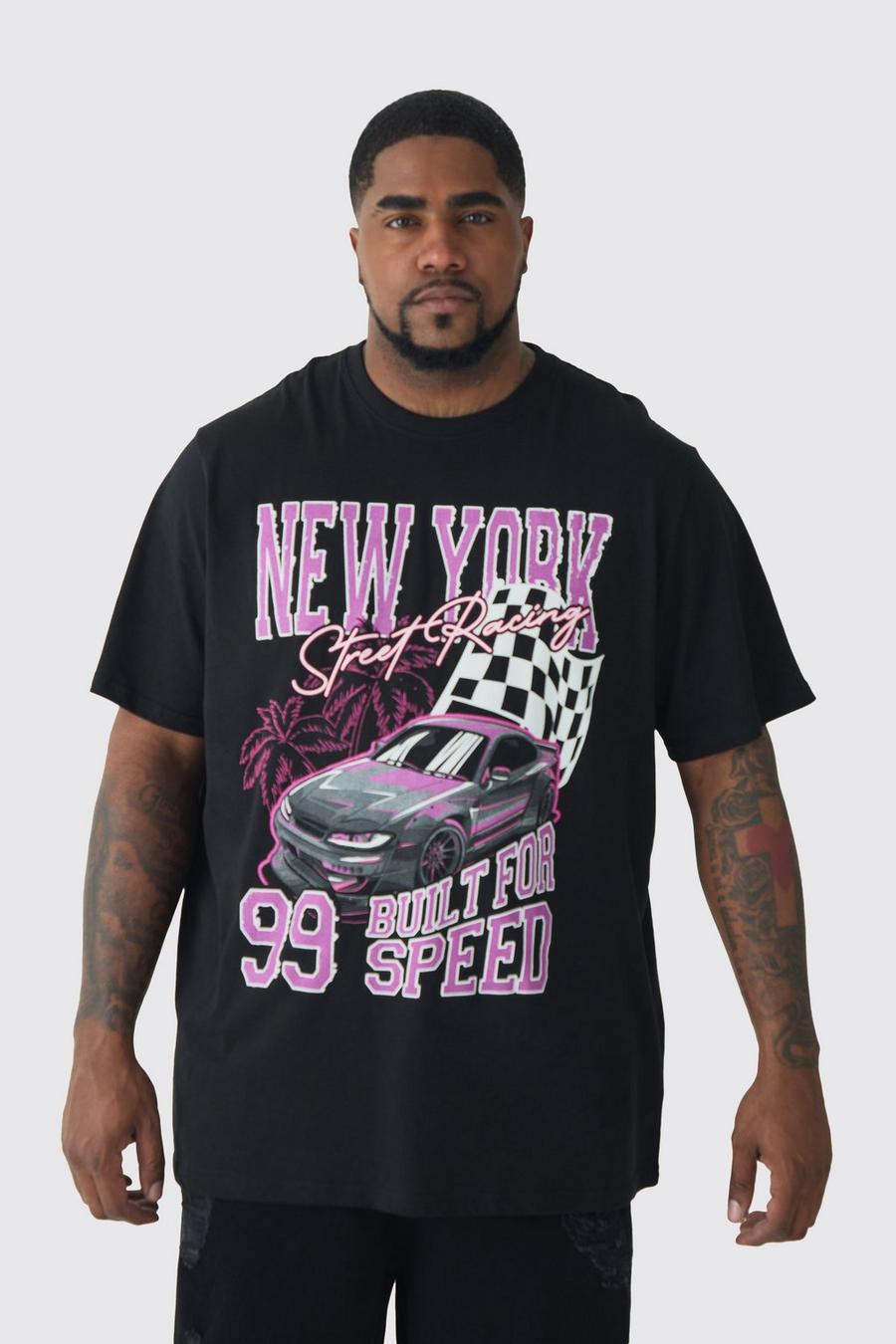 T-shirt Plus Size con stampa New York Moto, Black