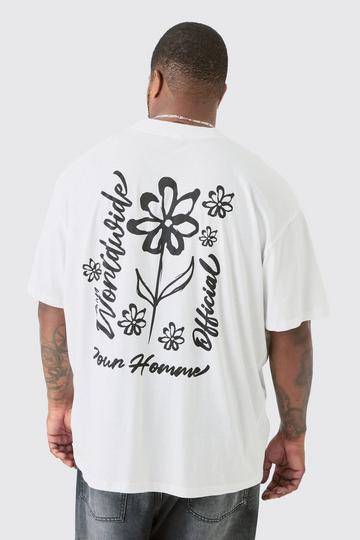 Plus Oversized Pour Homme Lijntekening T-Shirt Met Print white