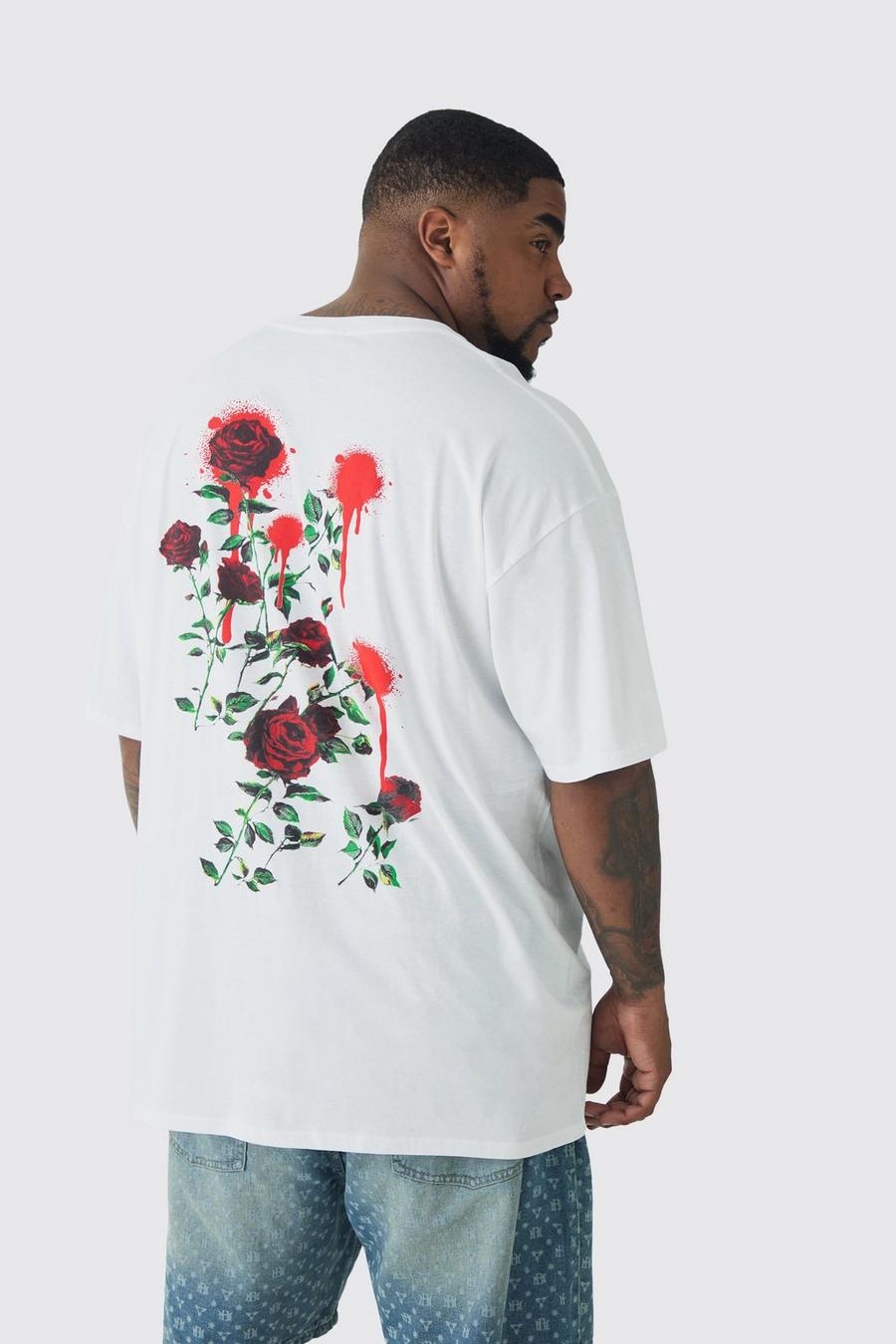 White Plus Rose Floral Back Print T-shirt image number 1