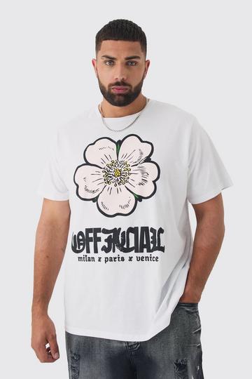 Plus Oversized Official Floral Print T-shirt white