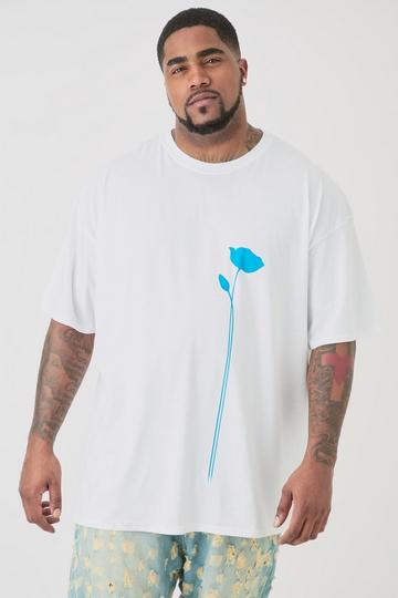 Plus Bloemen Lijntekening T-Shirt white