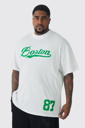 Plus Oversized Boston Varsity Graphic T-Shirt white