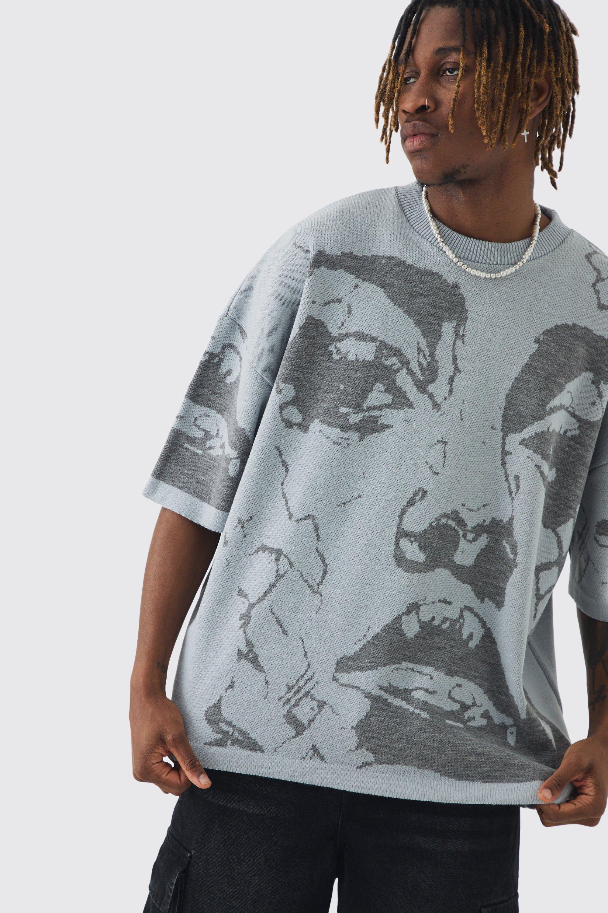 Tall Oversized Line Drawing Knitted T shirt
