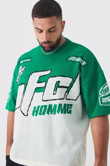 Plus Oversized Gebreid Moto T-Shirt green