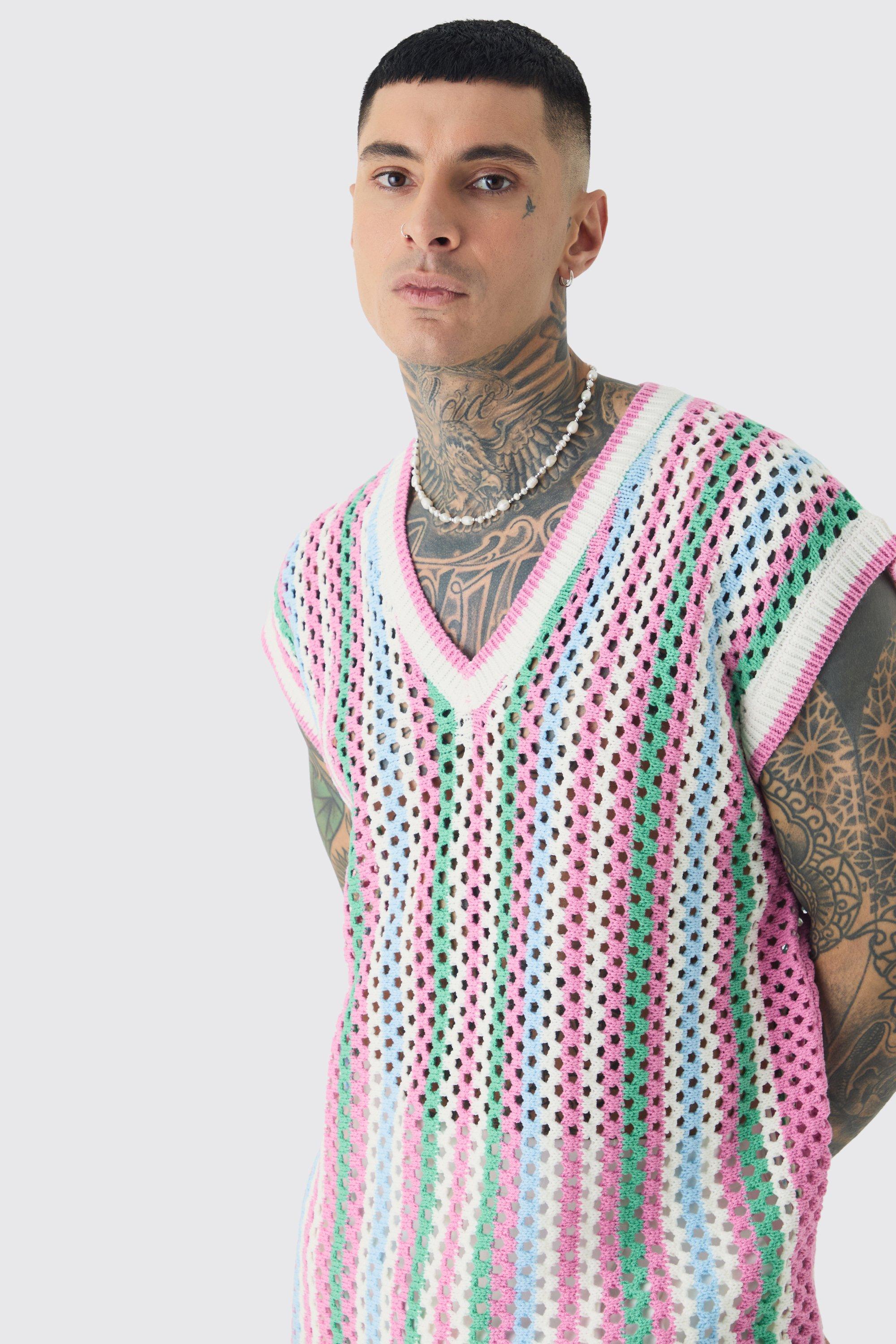 Canotta Tall oversize in maglia traforata all uncinetto boohoo IT