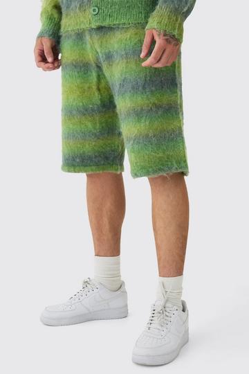 Tall Gebreide Geborstelde Baggy Shorts green