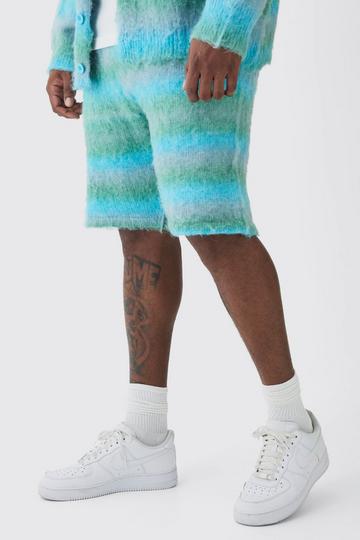 Plus Relaxed Fit Knitted Brushed Shorts blue