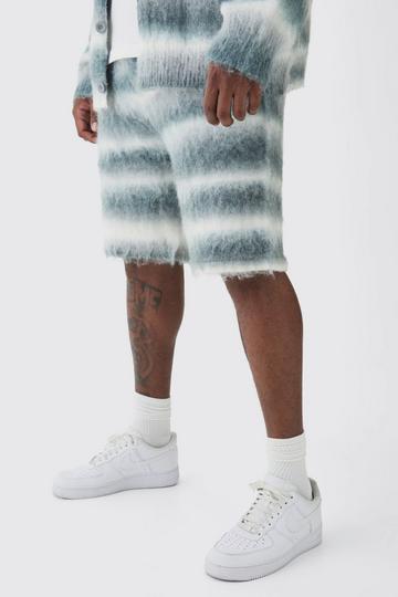 Plus Relaxed Fit Knitted Brushed Shorts grey