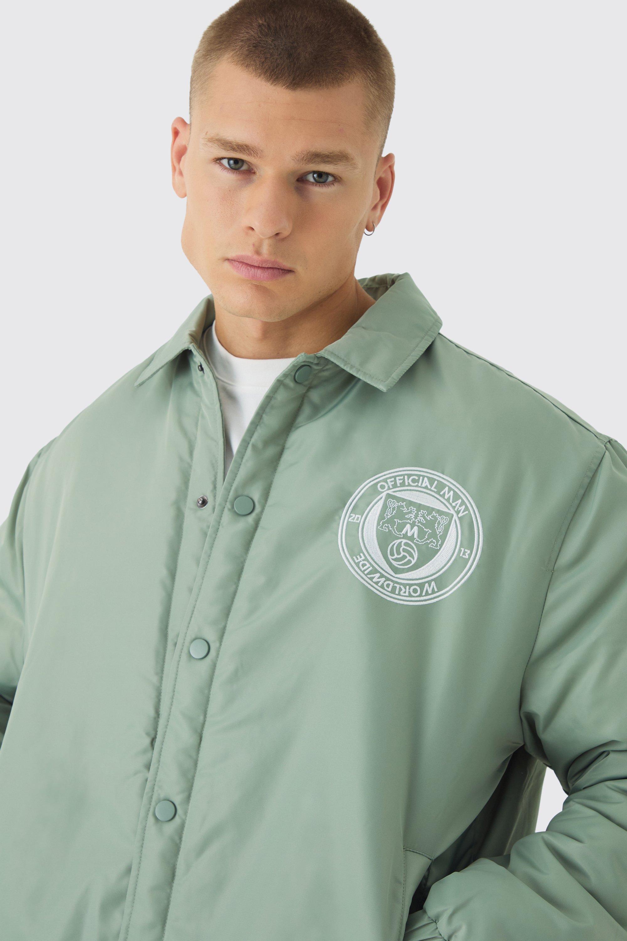Official Man Padded Coach Jacket In Blue boohoo