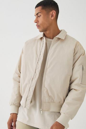 Satin Collared Bomber Jacket In Ecru ecru