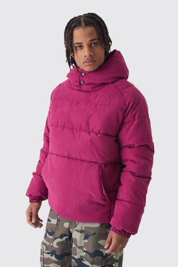 Hooded Pullover Puffer Jacket In Purple purple