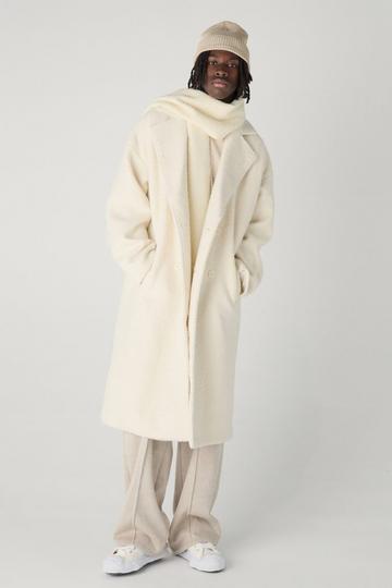 Oversized Longline Boucle Overcoat In Ecru ecru