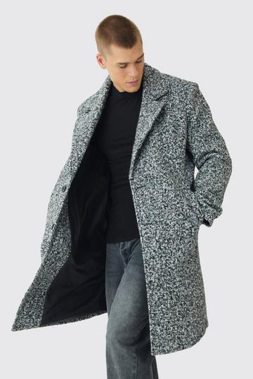 Grey Oversized Double Breasted Boucle Overcoat In Grey