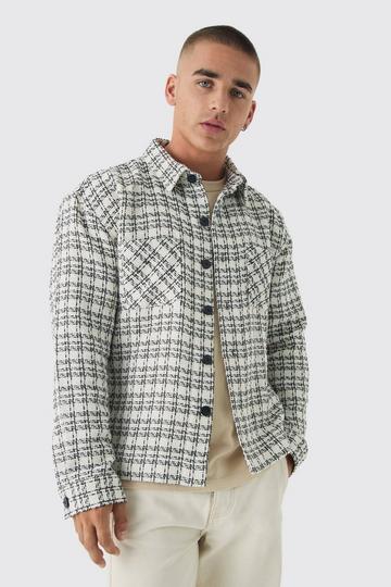 Regular Boucle Check Overshirt white