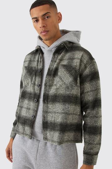 Black Oversized Heavyweight Brushed Check Overshirt