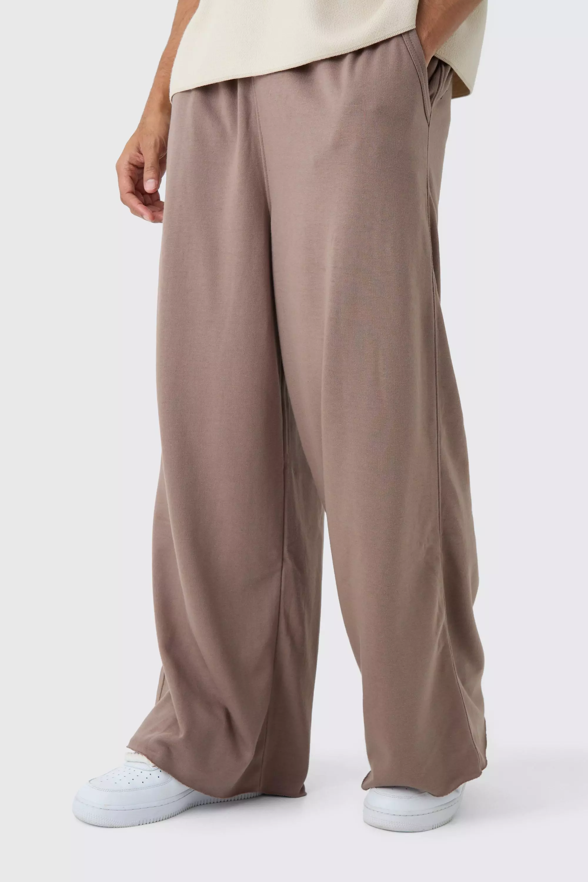 Mocha Extreme Wide Leg Raw Edge Loopback Jogger alternative image