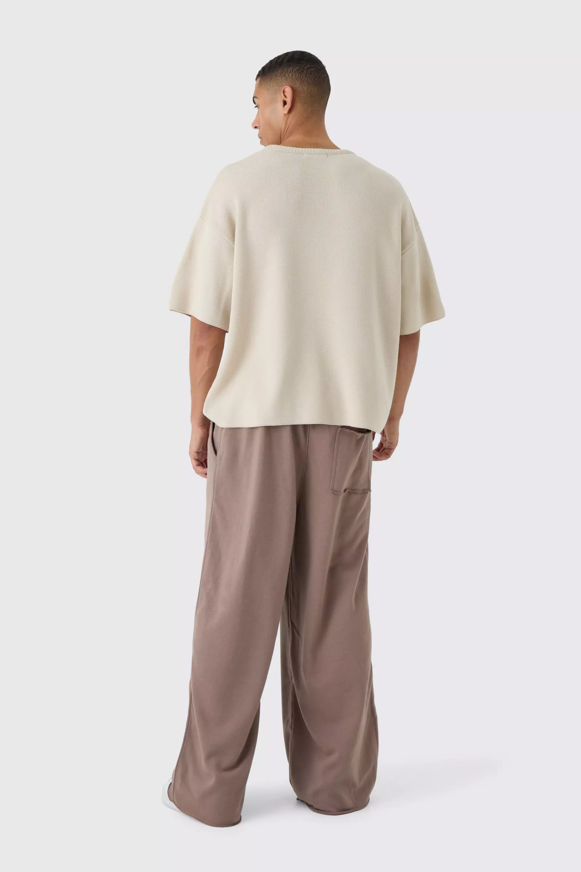 Mocha Extreme Wide Leg Raw Edge Loopback Jogger alternative image
