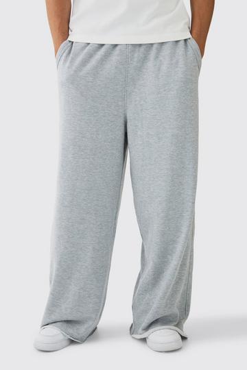 Extreme Wide Leg Loopback Joggingbroek Met Onbewerkte Zoom grey marl