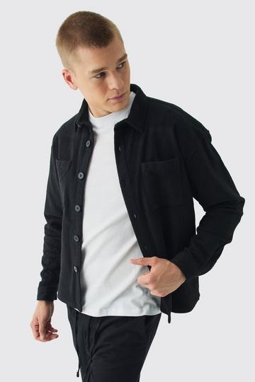 Black Oversized Brushed Shirt Jacket