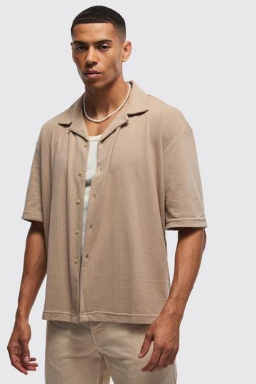 Oversized Jersey Textured Revere Shirt khaki