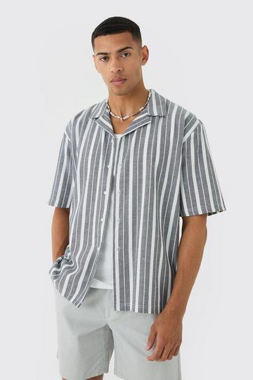 Black Oversized Revere Stripe Shirt