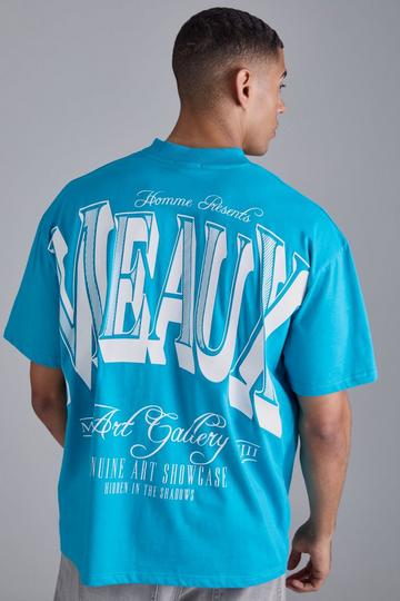 Oversized Heavyweight Extended Neck Meaux Graphic T-shirt teal