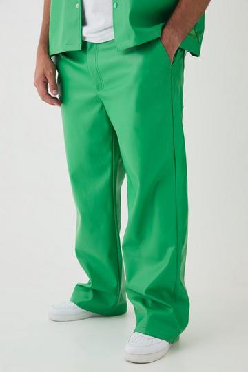 Plus PU Relaxed Fit Trousers green