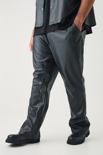 Plus PU Slim Fit Flared Trousers black