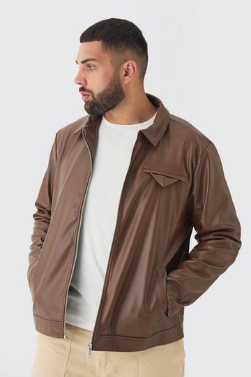 Plus PU Lined Harrington Jacket coffee