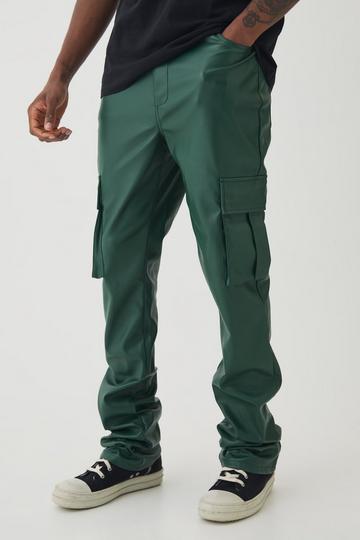 Tall PU Cargo Stacked Flared Trousers forest