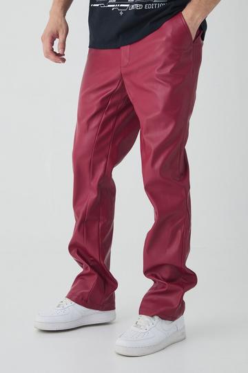 Tall PU Slim Fit Flared Trousers cherry