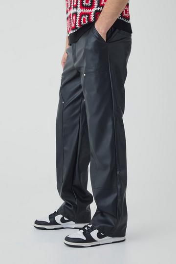 Tall Pu Relaxed Fit Carpenter Pants black