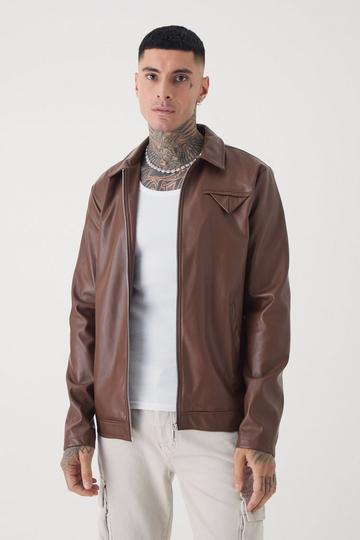 Tall PU Lined Harrington Jacket coffee