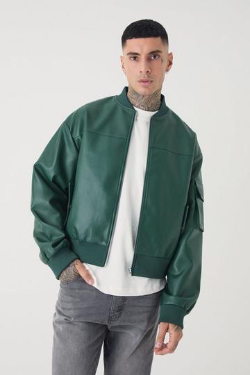 Tall PU Oversized Cargo Bomber Jacket forest