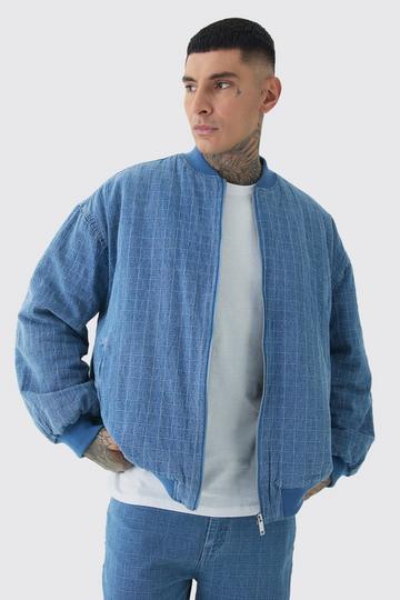 Tall Ripstop Oversized Padded Bomber Jacket mid wash